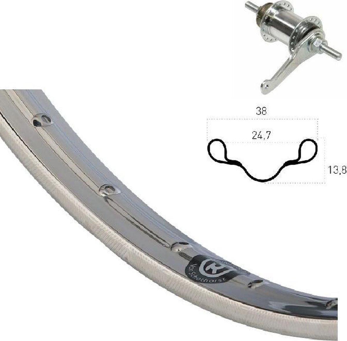 Kgs achterwiel 28x11/2 (635) rvs shimano remnaaf
