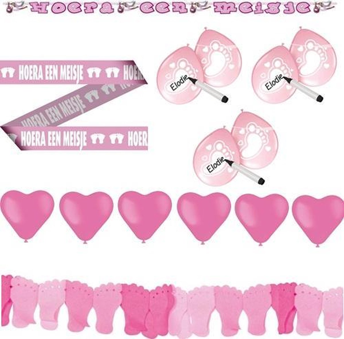 HOERA EEN MEISJE | Geboorte pakket Roze | Meisje | Pink Versiering | Babyshower | Geboorte |Geboorte decoratie | Ballon | Slinger