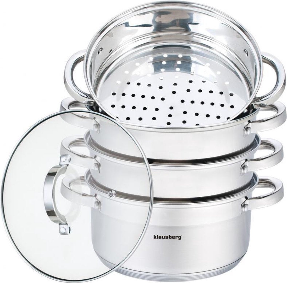 Stoompan - Rijst- en Groentestomer 5-Delig - Ø 22 cm - 4L - Roestvrijstaal Met Glasdeksel - FIRENZE