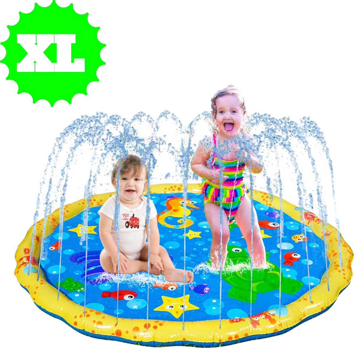 Watermat Fontein - Speelmat - Watersproeimat - Waterspeelmat - Watermat met Sproeiers - Spelen met Water - Waterspel