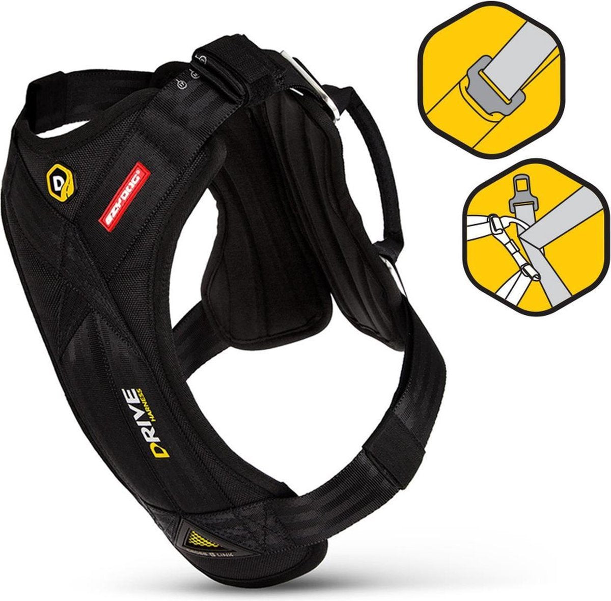 EzyDog Drive - Auto tuig (49-106cm) - Zwart - L