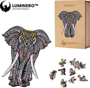 Luminero™  Houten Olifant Jigsaw Puzzel - A5 Formaat Jigsaw - Unieke 3D Puzzels - Huisdecoratie - Wooden Puzzle - Volwassenen & Kinderen - Incl. Houten Doos
