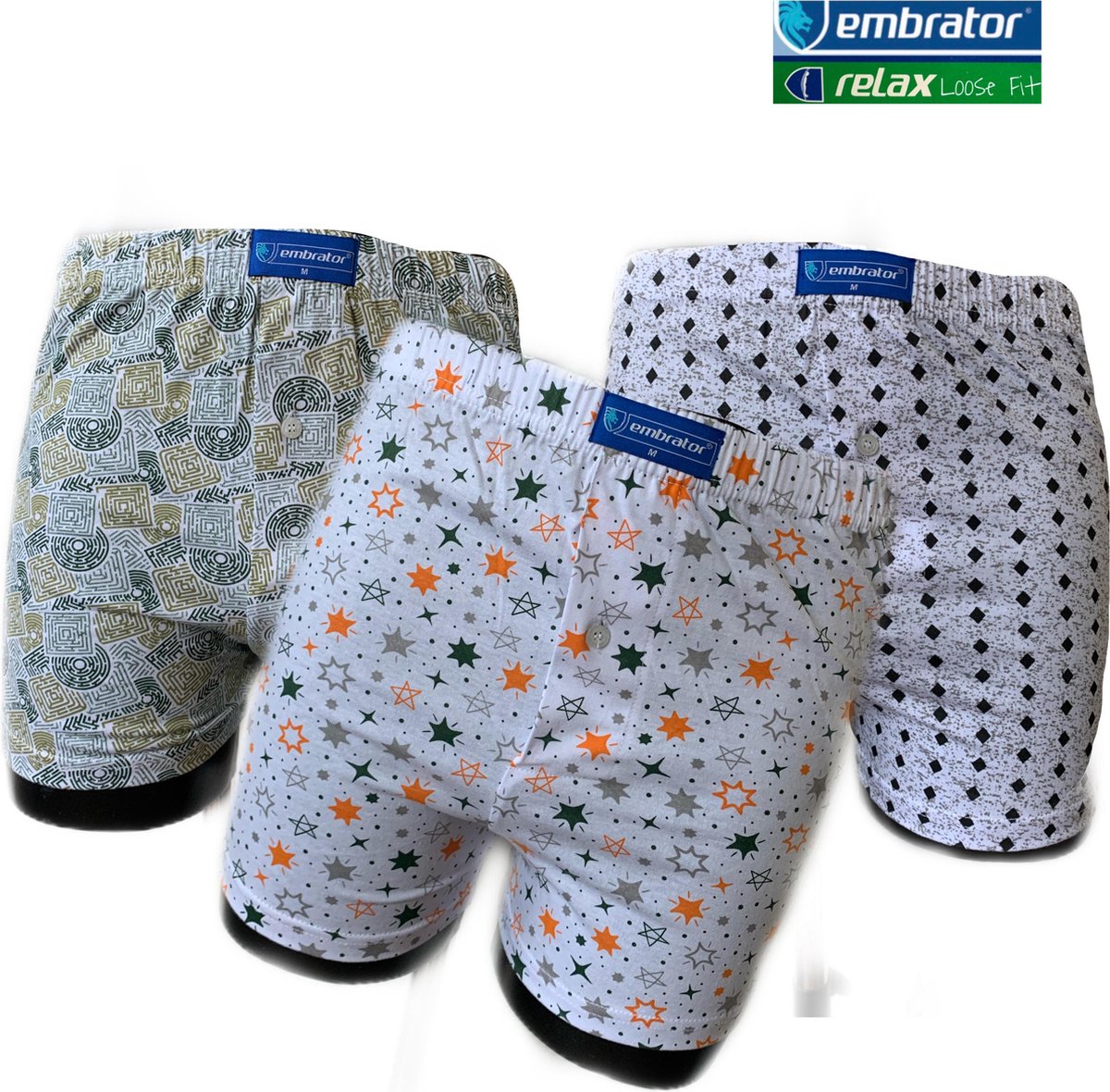 Embrator 3-pack mannen Boxershort Loose Fit katoen L