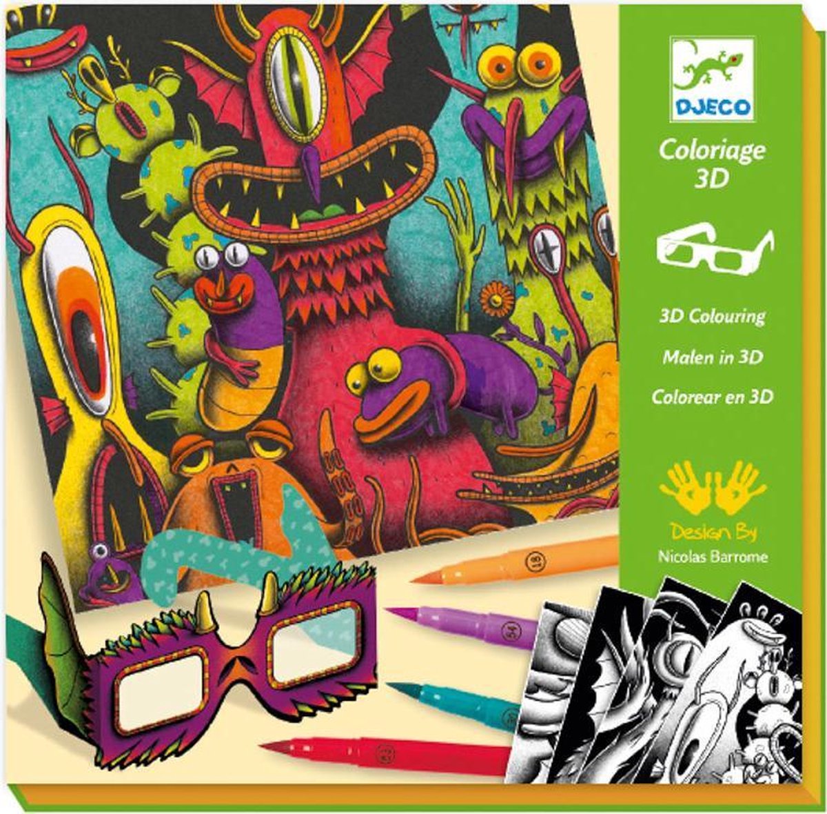 Djeco - Kleuren met 3D-effect - Funny Freaks - 7+