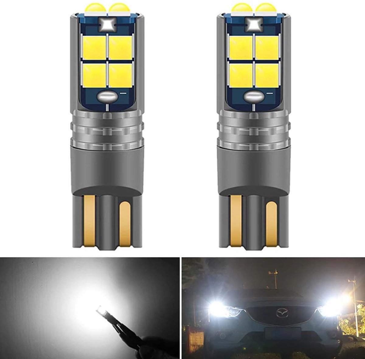 High Power LED T10 W5W Wit Auto verlichting Set- Hoge kwaliteit Aluminium - Canbus autoled [ Daglicht - Parkeerverlichting - Interieur verlichting - Kentekenverlichting - Dashboard] - Witte autolampen - LED spots spotlights - Extra sterke zeer felle