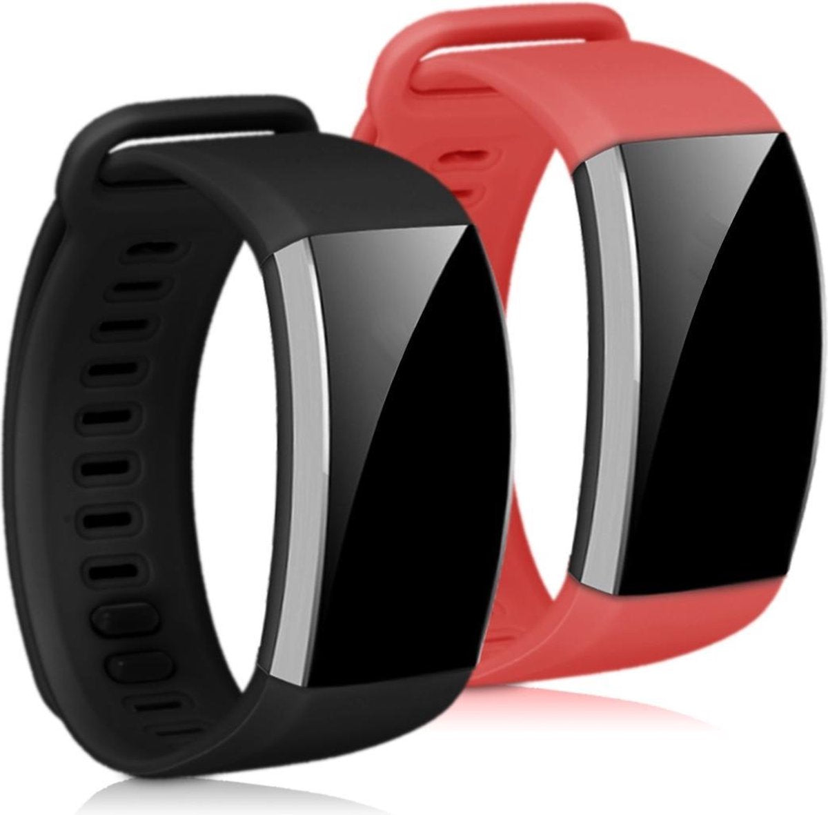 kwmobile 2x horlogeband voor Huawei Band 2 / Band 2 Pro - siliconen band voor fitnesstracker - bordeauxrood / zwart
