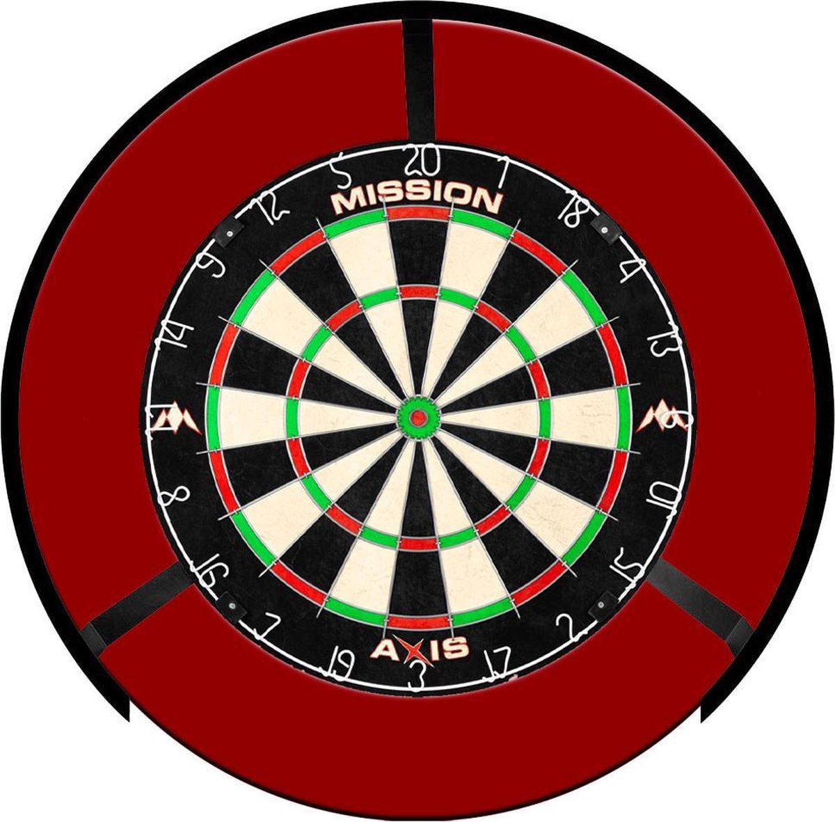 Mission Torus 270 Led Dartbord Verlichting + Rubberen Surround Rood + Mission Axis