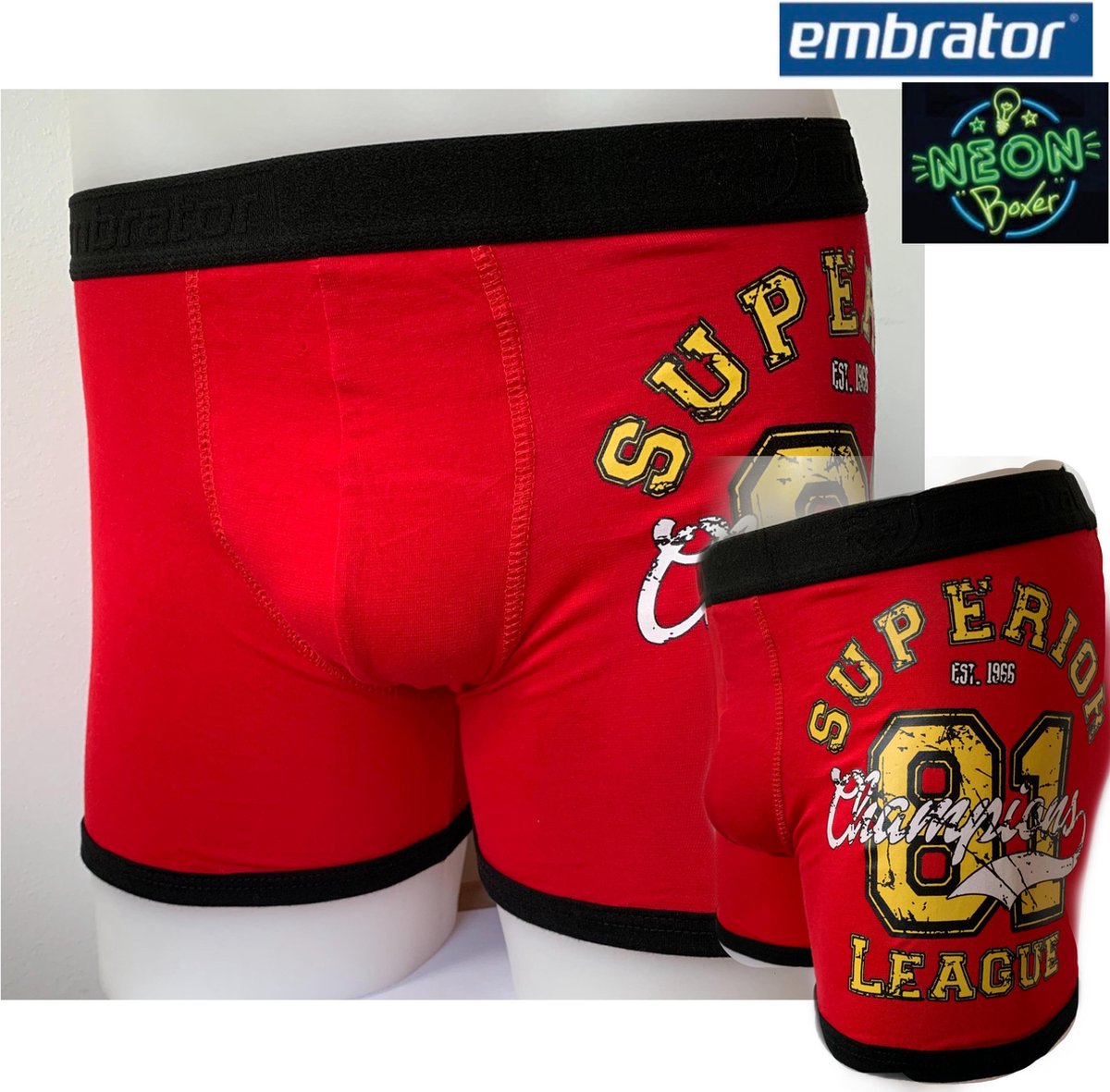Embrator heren Boxer Neon print Superior 81 rood maat XXL