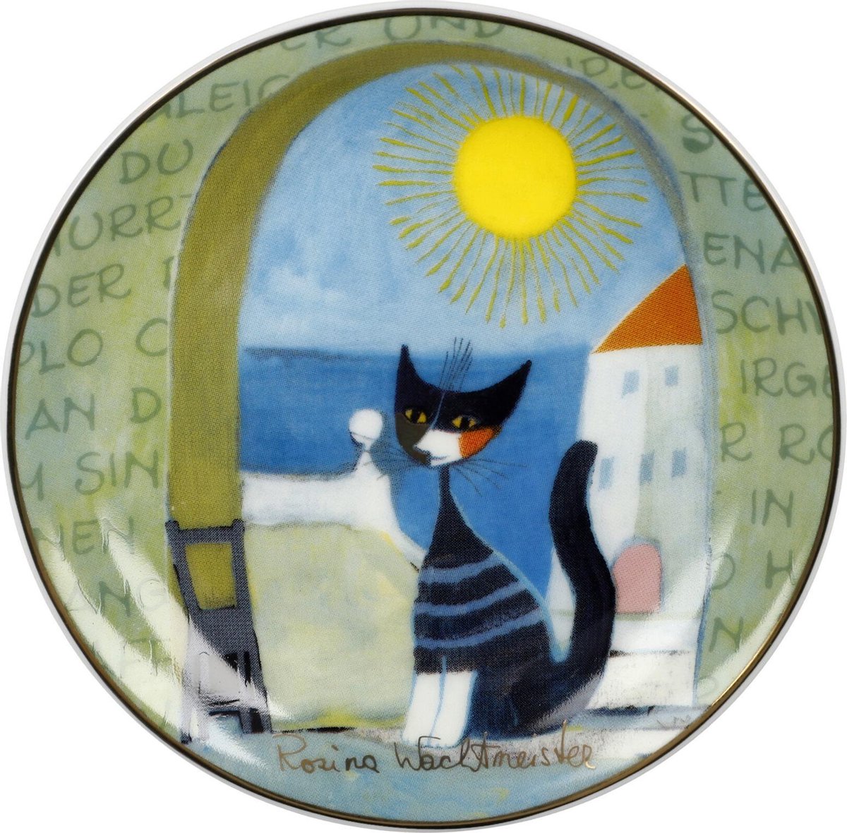 Goebel® - Rosina Wachtmeister | Sier Schoteltje "Il gatto e il mare" | Katten