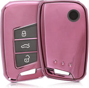 kwmobile autosleutelhoes voor VW 3-knops autosleutel (alleen Keyless Go) - TPU beschermhoes in hoogglans ros�goud