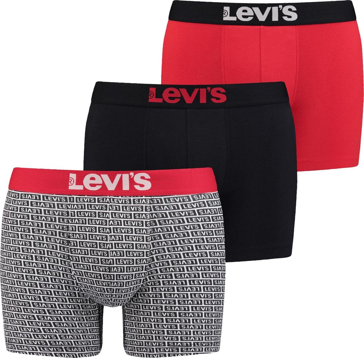 Levi Onderbroek - Maat M  - Mannen - rood/zwart/wit Logo Boxer Brief (3-pack)
