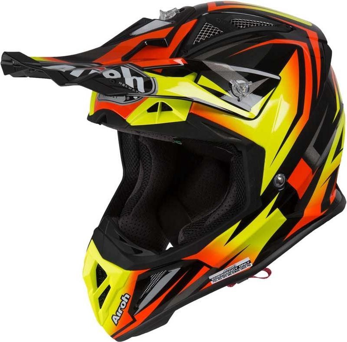 Airoh Aviator 2.3 Fame Glans Oranje Geel Zwart Crosshelm - Motorhelm - Maat S