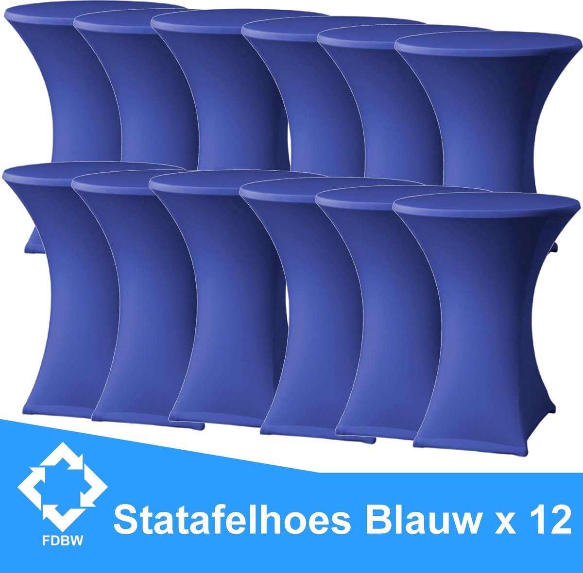 Statafelrok Luxe Blauw x 12 - Statafel Tafelrok - Statafelhoes - Stretch –  ∅80 x 110 cm – geschikt voor Horeca Evenementen | Sta Tafel Hoes | Statafel | Staantafelhoes | Cocktailparty | Trouwerij | Sta-tafel rok – 12 stuks - SET VAN 12