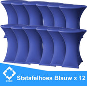 Statafelrok Luxe Blauw x 12 - Statafel Tafelrok - Statafelhoes - Stretch –  ∅80 x 110 cm – geschikt voor Horeca Evenementen | Sta Tafel Hoes | Statafel | Staantafelhoes | Cocktailparty | Trouwerij | Sta-tafel rok – 12 stuks - SET VAN 12