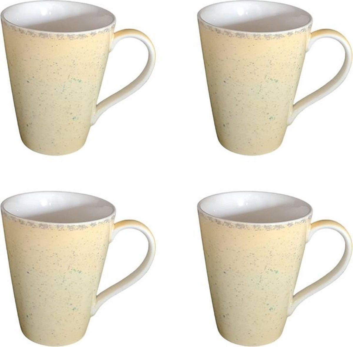 Mok - Beker - Set van 4 stuks mokken/bekers - Keramiek - 100% hand painted - Geel - 300 ml