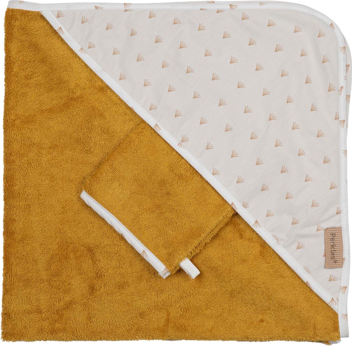 Pericles Badcapset 80 Cm Katoen/bamboe Okergeel/wit