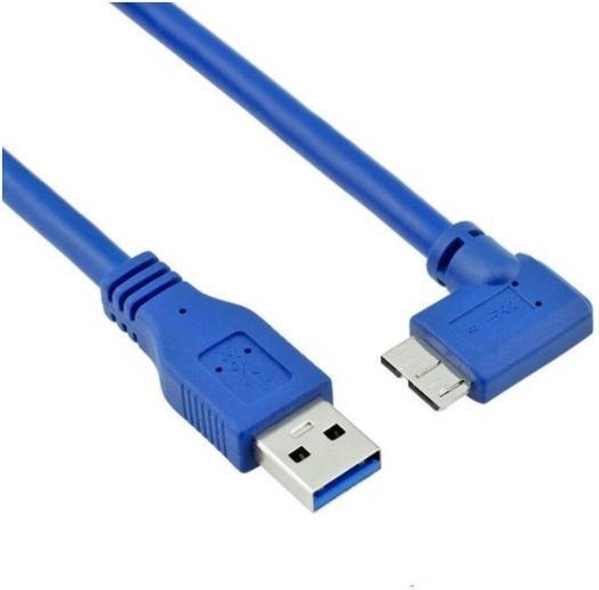 Coretek USB Micro B haaks naar USB-A kabel - USB3.0 - tot 2A / blauw - 0