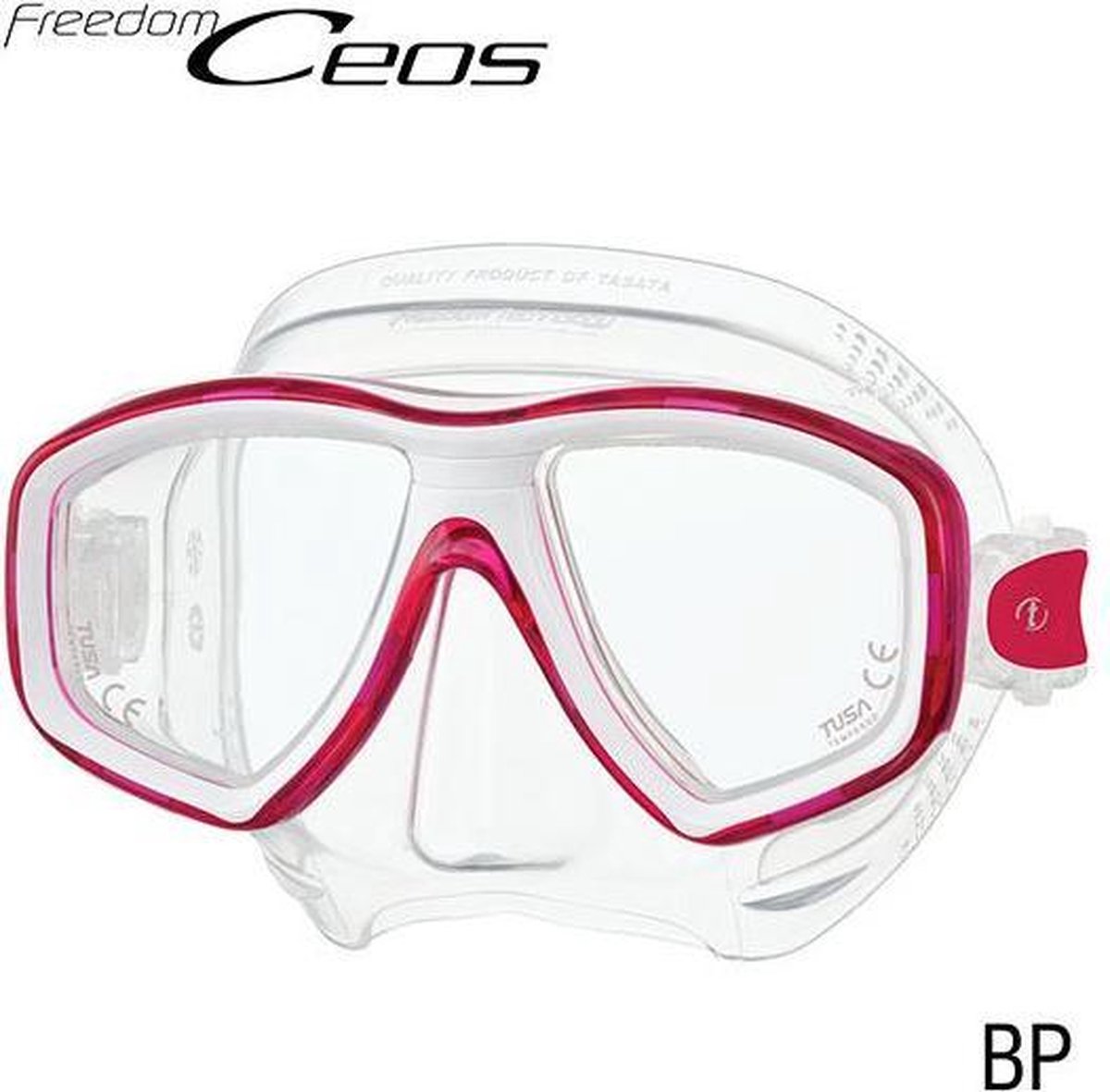 Tusa Ceos Masker transparant siliconen met roze frame