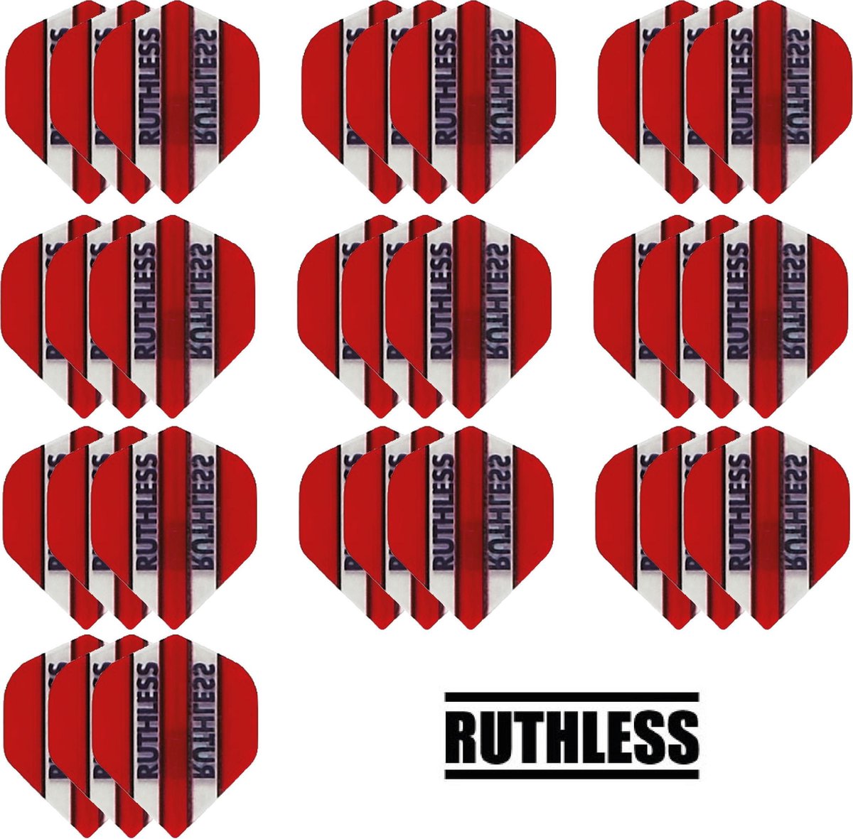 deDartshop 10 Sets (30 stuks) Ruthless flights Multipack - Rood - darts flights