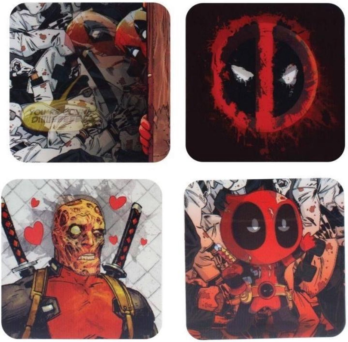 Paladone Onderzetters Holografisch Deadpool 4 Stuks 9 Cm