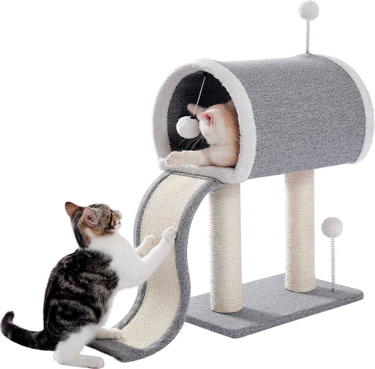 Baymate H228cm Huisdier Krabpaal Speelgoed Condo Kat Klimmen Toren multi-layer Met Hangmat Kat Huis Meubels Krassen Massief houten Post voor Kat AMT0078GY
