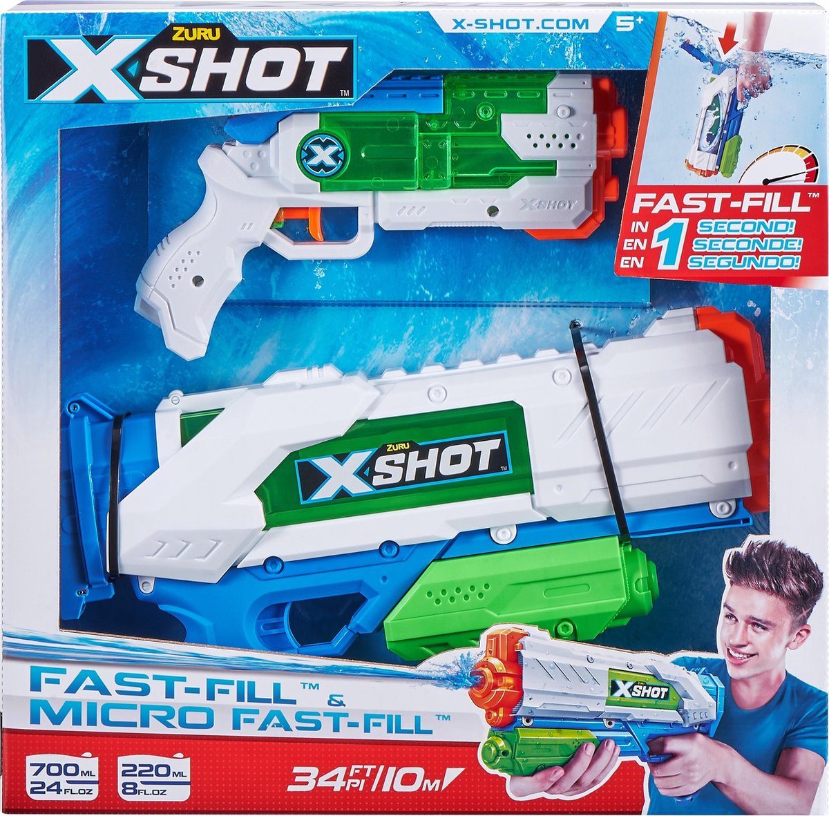 ZURU X-Shot Waterpistool - Fast Fill Blaster Combo Pack - Super Soaker