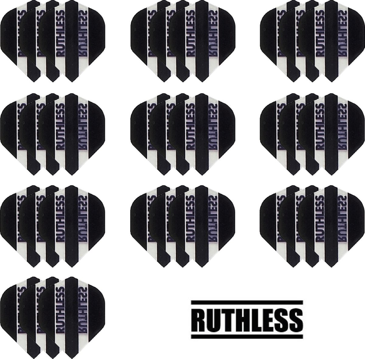 deDartshop 10 Sets (30 stuks) Ruthless flights Multipack - Zwart - darts flights