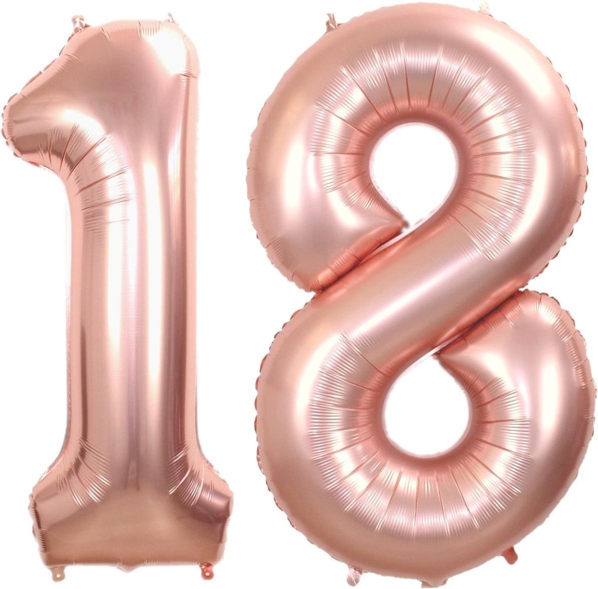 Folie Ballon Cijfer 18 Jaar Rosé Goud 70Cm Verjaardag Folieballon Met Rietje