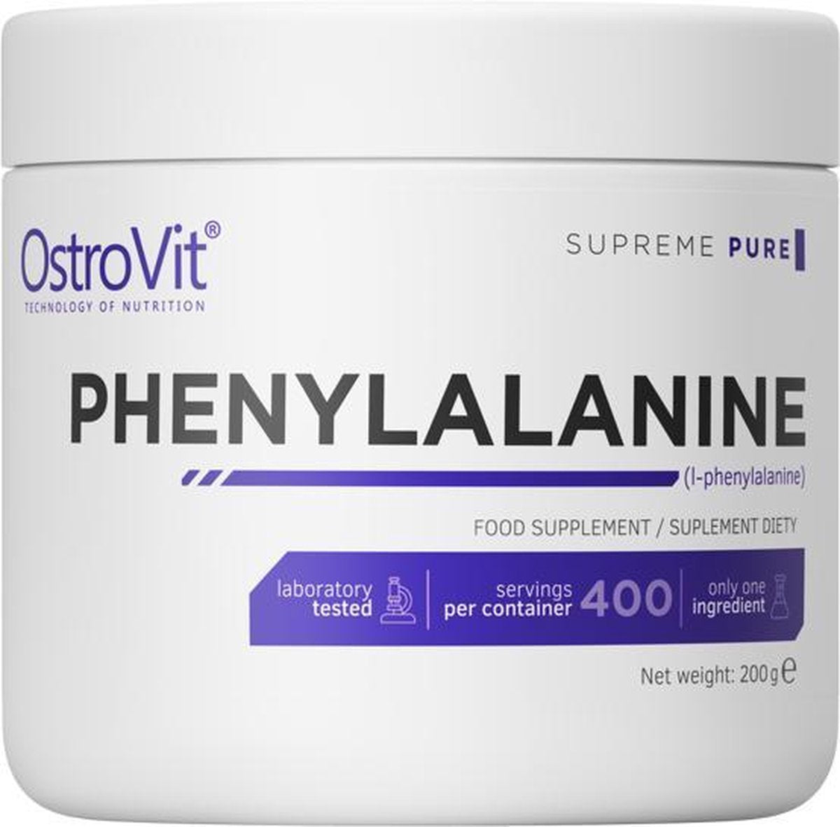 Aminozuren - Phenylalanine Powder 200g OstroVit -  + GRATIS Bulk Shaker 700ml