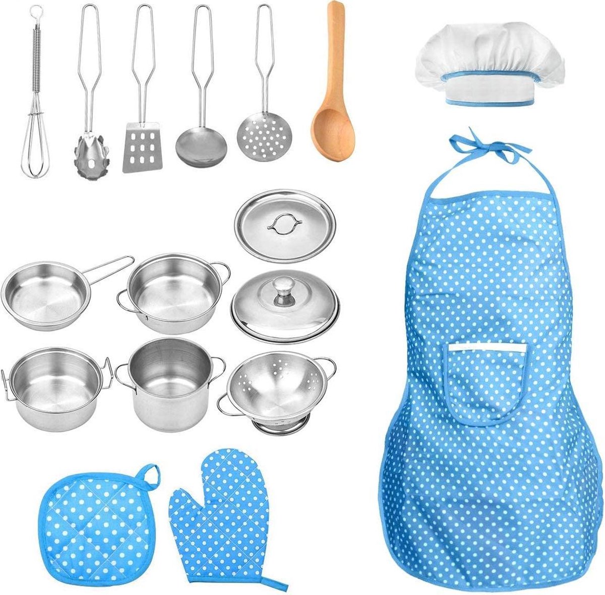 Fuqun® 17-delige kookset voor kinderen - Koken met kinderen - Bakken met kinderen - Keuken speelgoed - Kookgerei kinderen