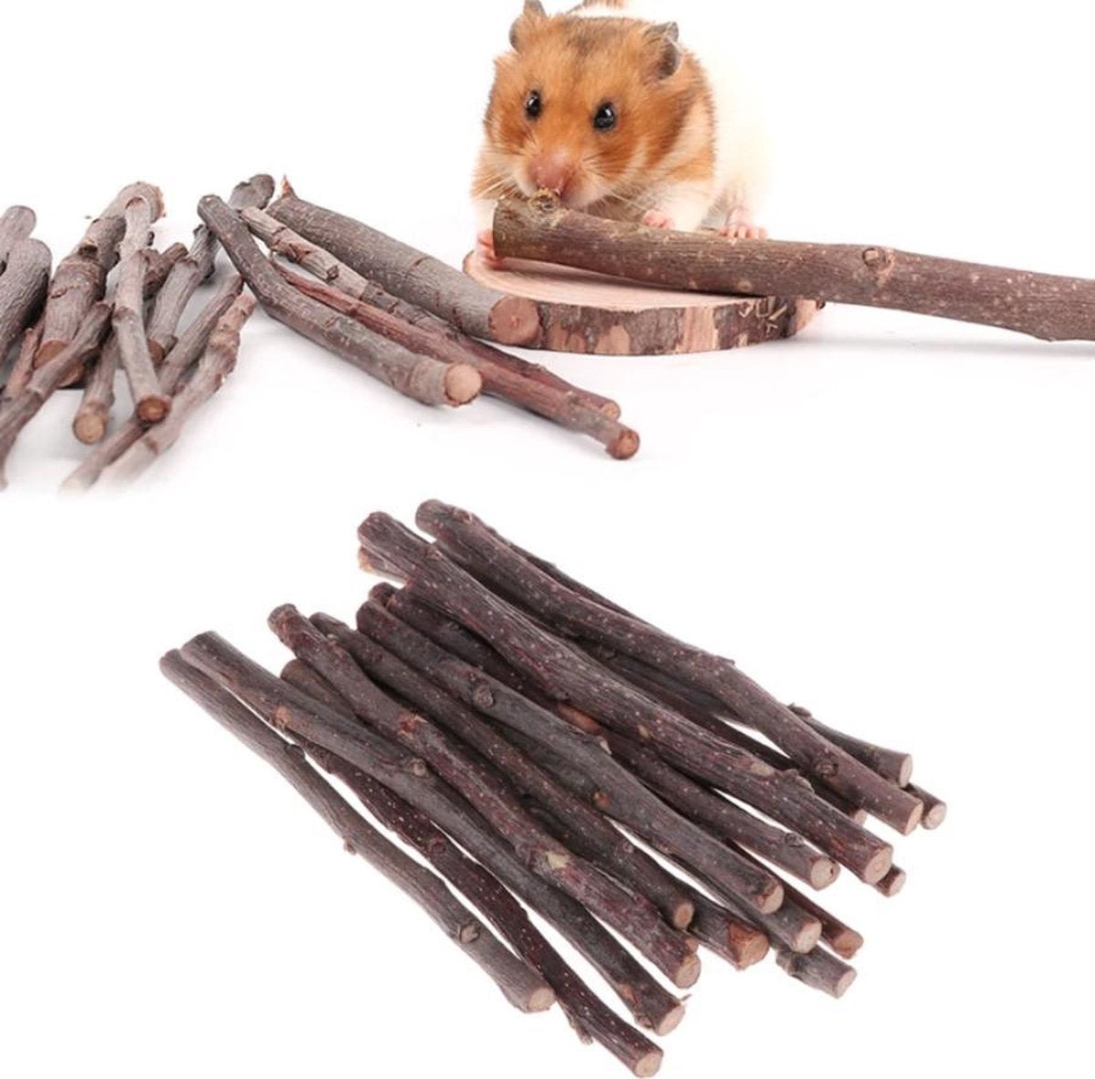 Appelboom Stokjes – Natuurlijk speelgoed – Konijnen – Hamsters | 10 stuks