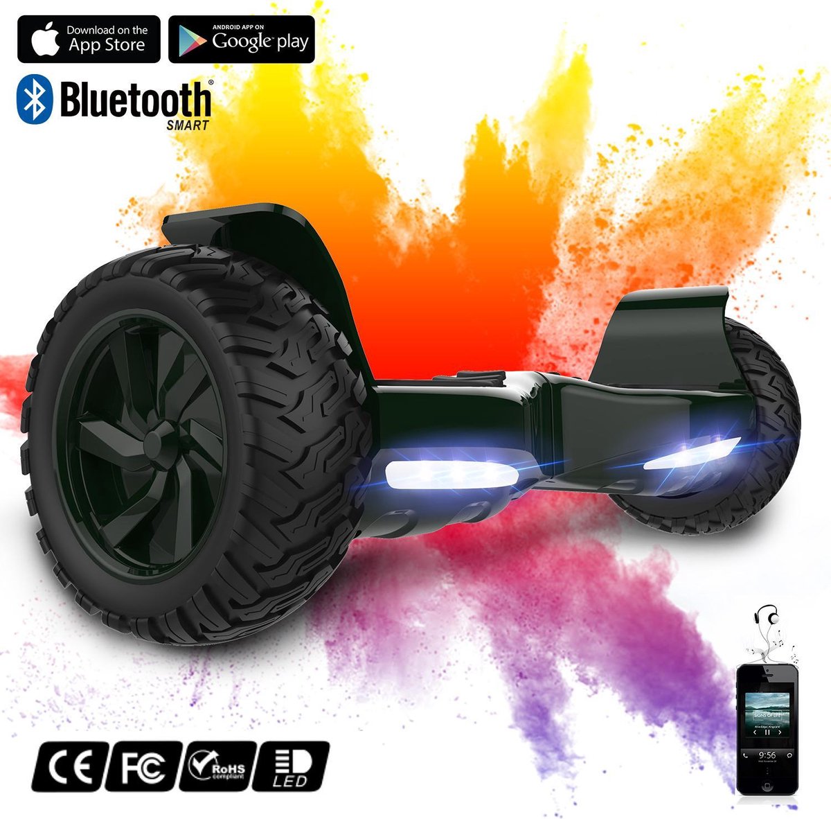 Evercross Challenger Hoverboard 8.5 Inch | 700W | Bluetooth Speaker | Groen