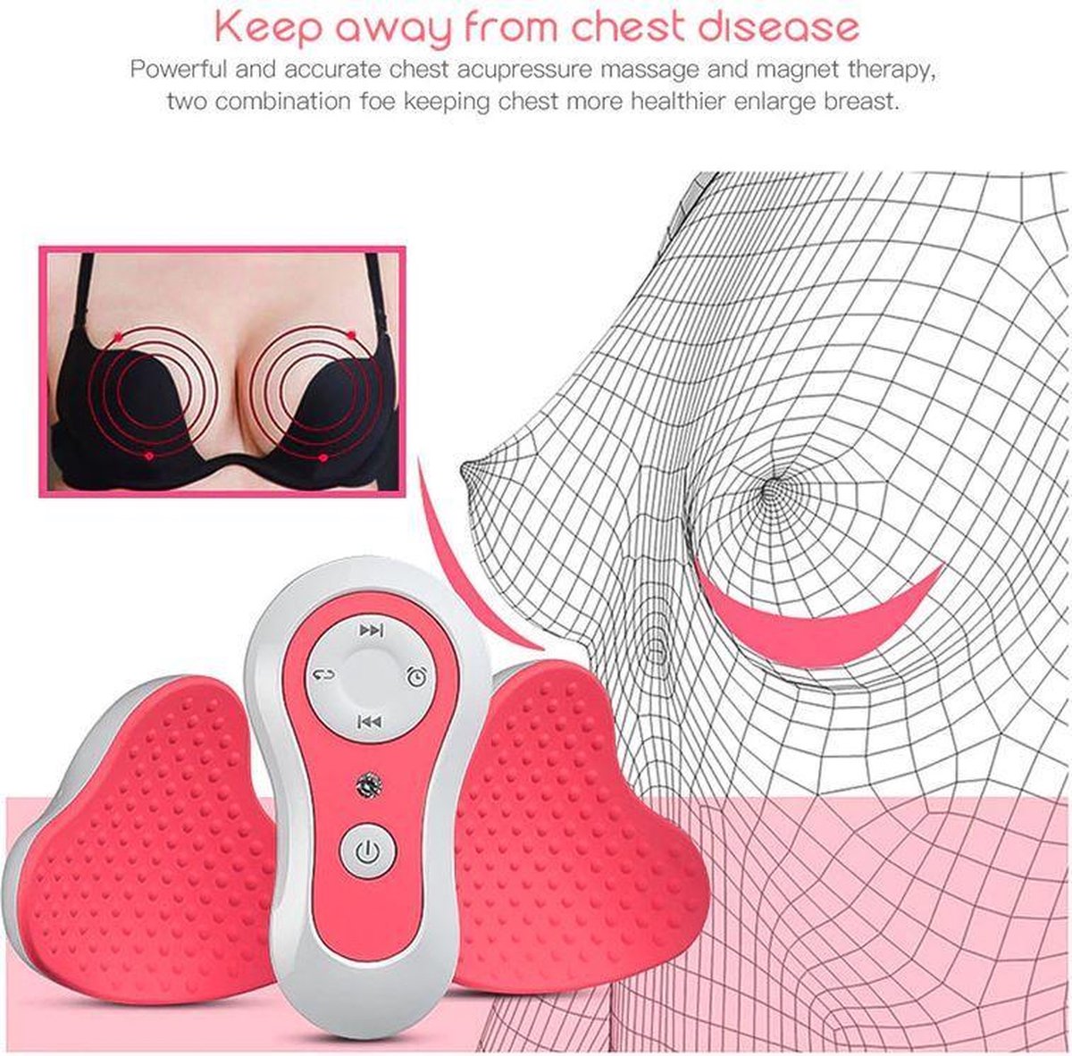 Elektrische Borstvergroting Massage Borst Acupressuur Massage Magneet Therapie Anti Borst Verslapping Apparaat voor Vrouwen