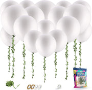 Fissaly® Witte Ballonnen & Botanical Kunstbladeren Slinger Lint - Feest Versiering – Tropical