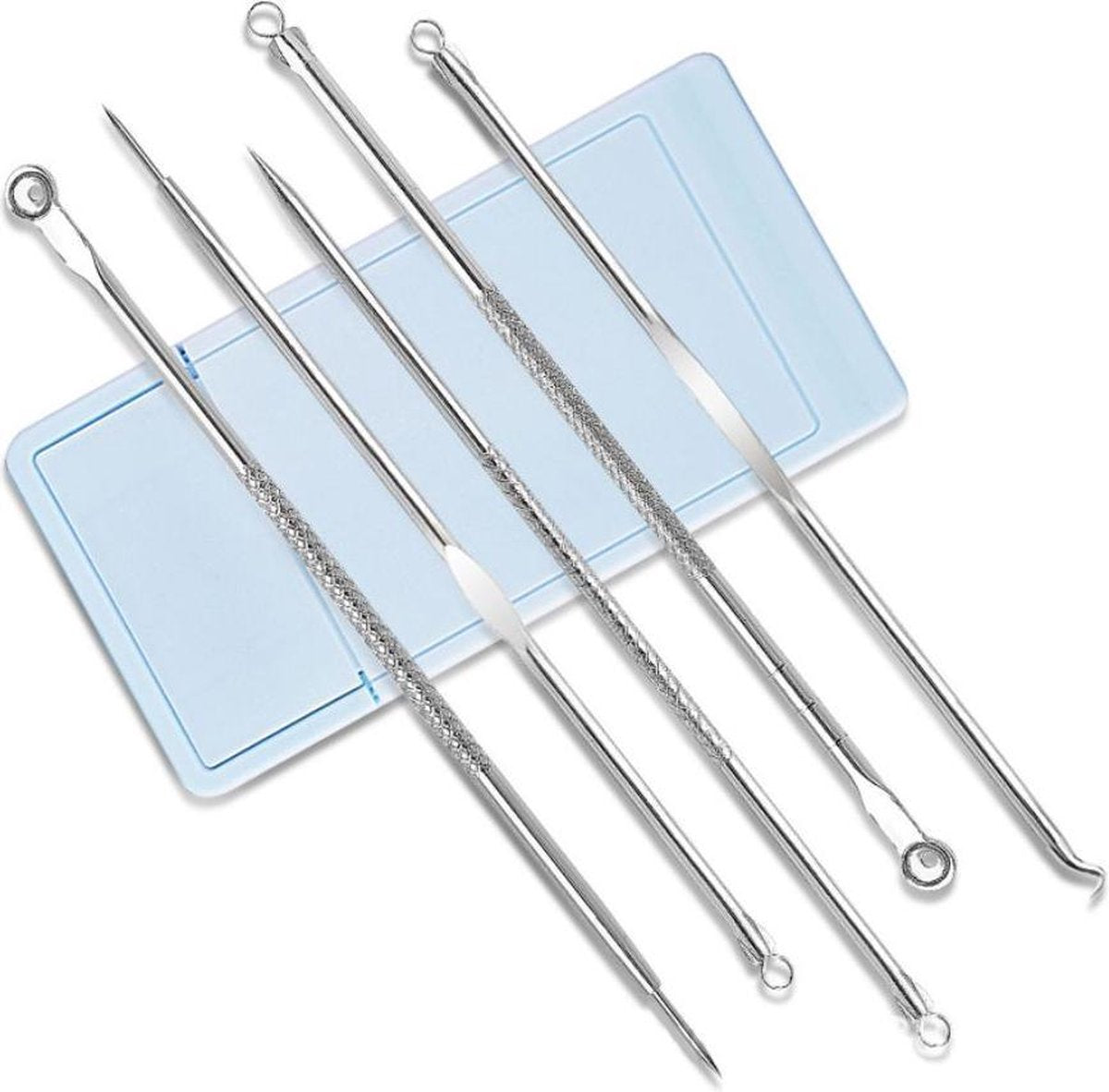 Comedonenlepel set – acne en mee-eter verwijder set – set van 5 met spiegel