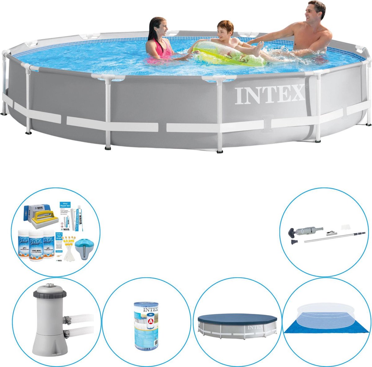 Intex Prism Frame Zwembad Rond Deluxe Deal - 366 x 76 cm