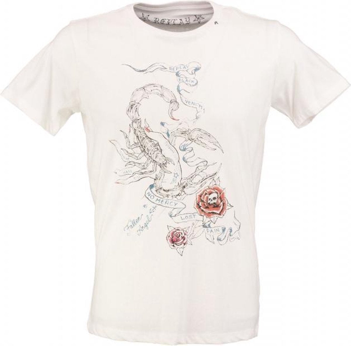 Replay zacht wit t-shirt valt kleiner - Maat S