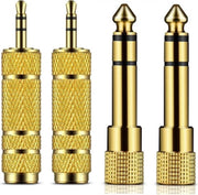 Garpex® Stereo Audio Adapter Set – 3.5mm naar 6.35mm Jack – Mini jack naar jack - Verloopplug – Jackplug - Audio plug - Jack koppelstuk - Gold plated adapter – 4 stuks