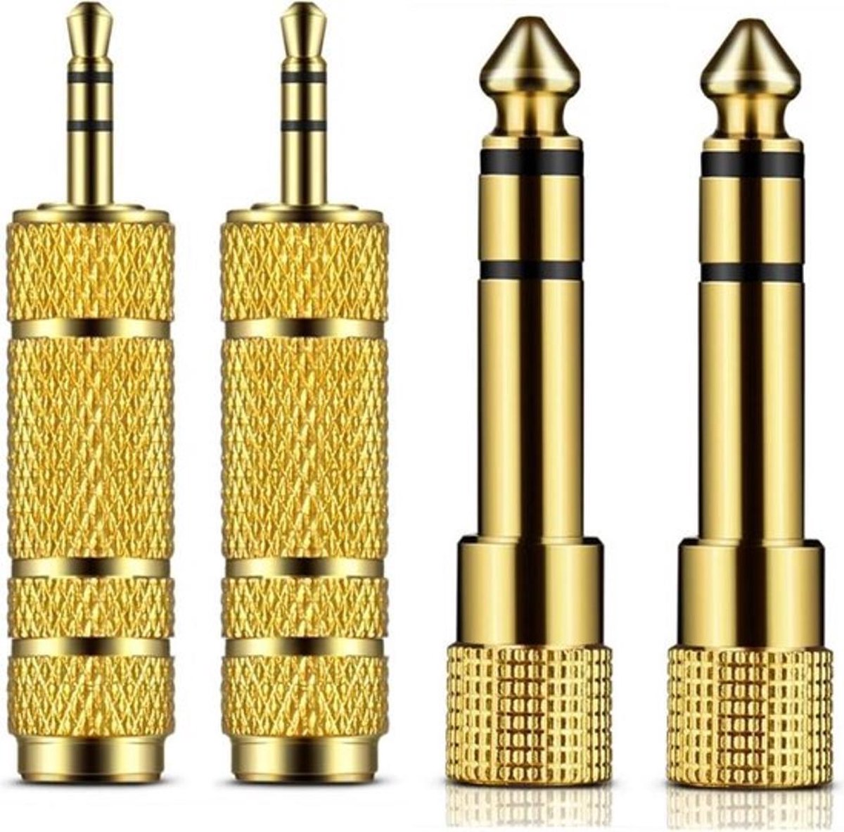 Garpex® Stereo Audio Adapter Set – 3.5mm naar 6.35mm Jack – Mini jack naar jack - Verloopplug – Jackplug - Audio plug - Jack koppelstuk - Gold plated adapter – 4 stuks