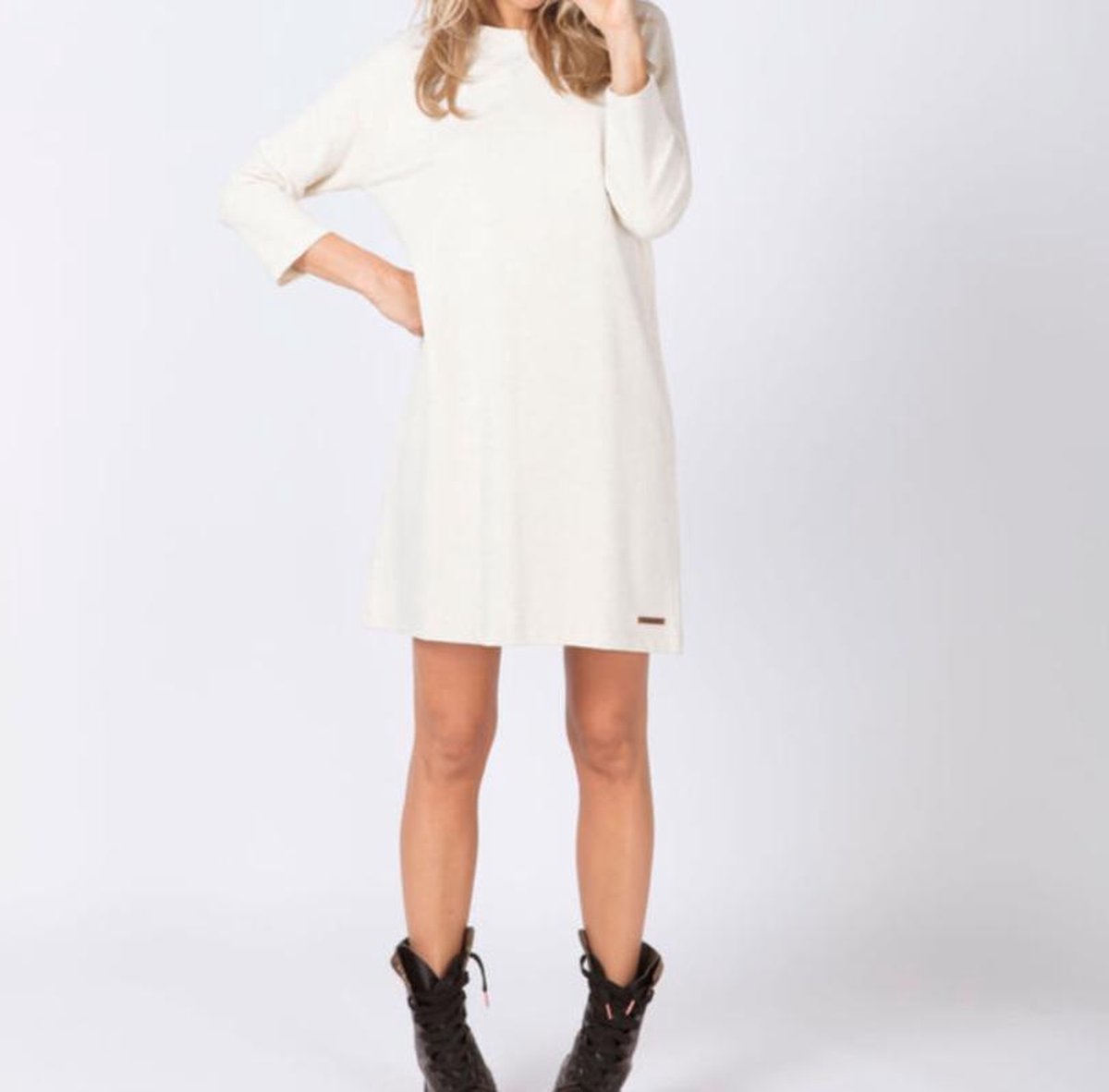 Moscow Whisper White Melange Met Zilver Draad Jurk - Maat M