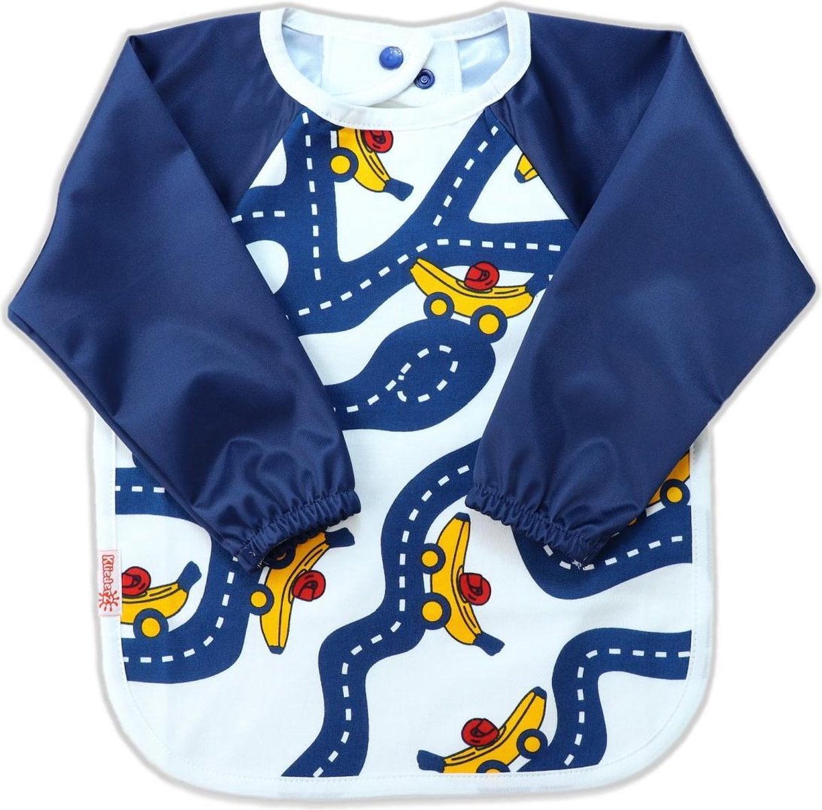 KliederZ slab met mouwen | Blauw Racing Bananas mouwslab baby | Jongens 8 - 24 mnd LB12b