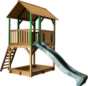 AXI Pumba Speelhuis Bruin/groen - FSC - Platform 118 cm - Groene glijbaan