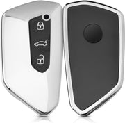 kwmobile autosleutelhoes voor VW Golf 8 3-knops autosleutel - TPU beschermhoes in hoogglans zilver