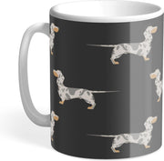 Hound & Herringbone - Getijgerde Teckel Designer Mok - Silver Dapple Dachshund Designer Mug