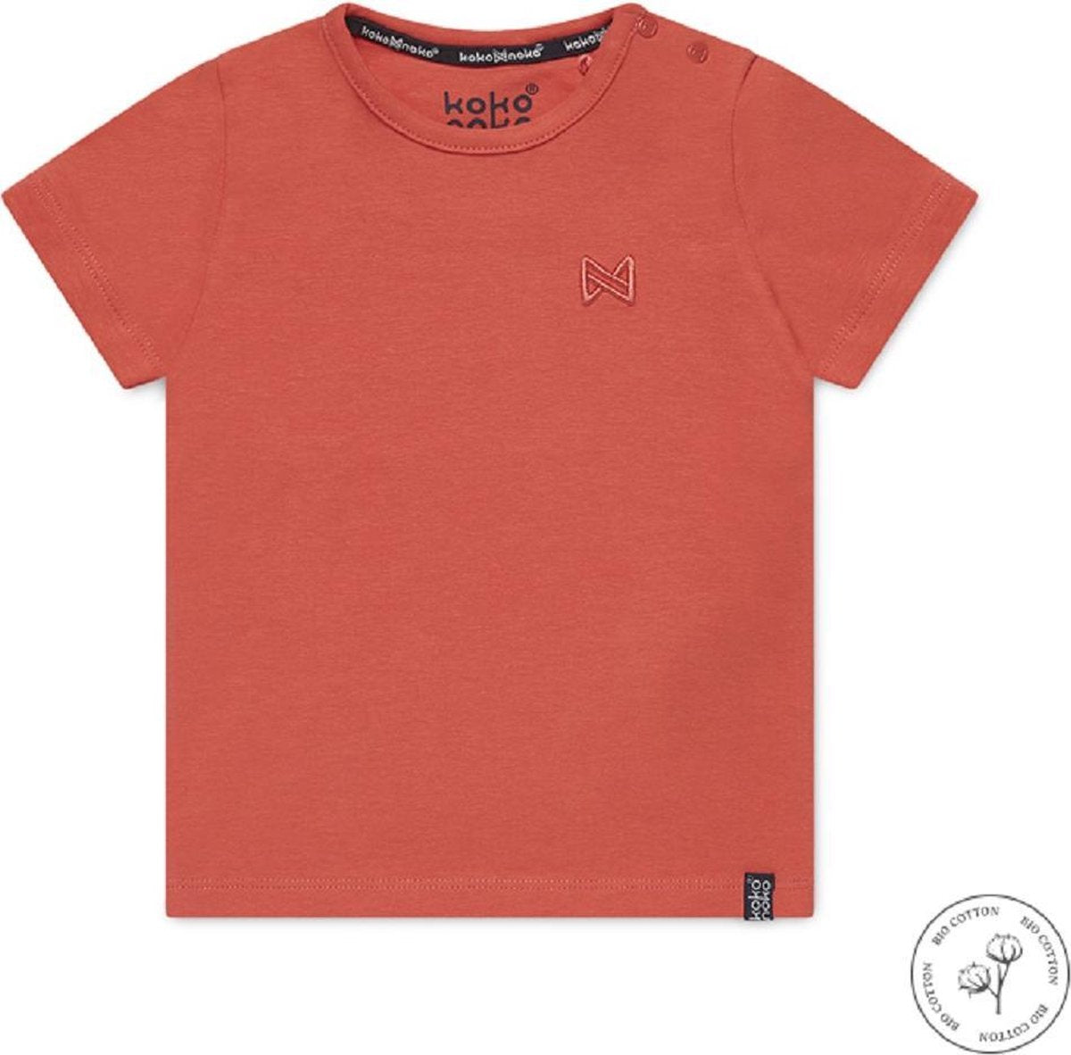 Koko Noko Bio Basic T-shirt NIGEL neon coral - Maat 74/80