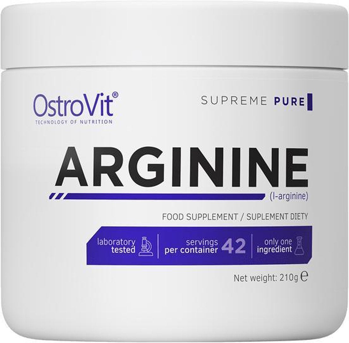 Aminozuren - Arginine Poeder 210g OstroVit - Naturel + GRATIS Bulk Shaker 700ml