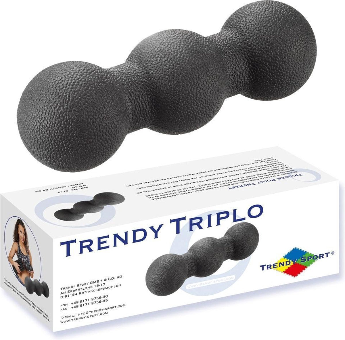 Trendy Sport Massagebal Trendy Triplo - Driedubbele Trigger point therapie bal - ∅ 8 cm Zwart