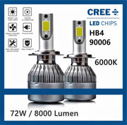 HB4 | 9006 | LED lampen (set 2 stuks)  CANbus Helder Wit  6000k  8000LM IP68 72 Watt 