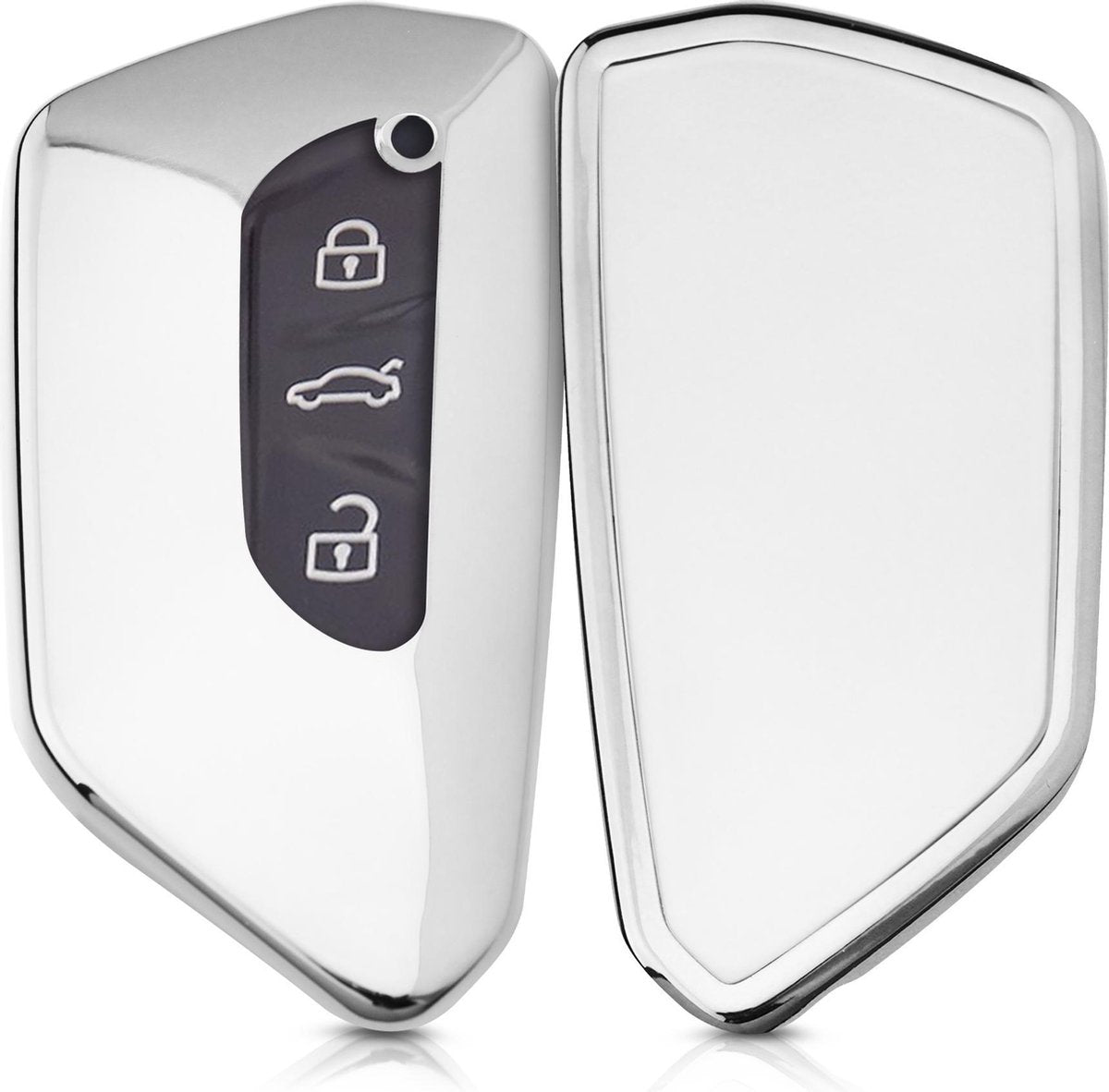 kwmobile autosleutelhoes voor VW Golf 8 3-knops autosleutel - TPU beschermhoes in hoogglans zilver