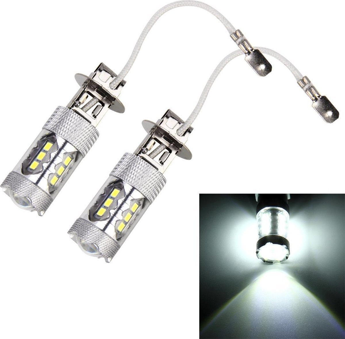 2 STKS H3 DC 12V 5 W 250LM Auto Mistlampen met 16 SMD-2835 Led-lampen (Wit Licht)